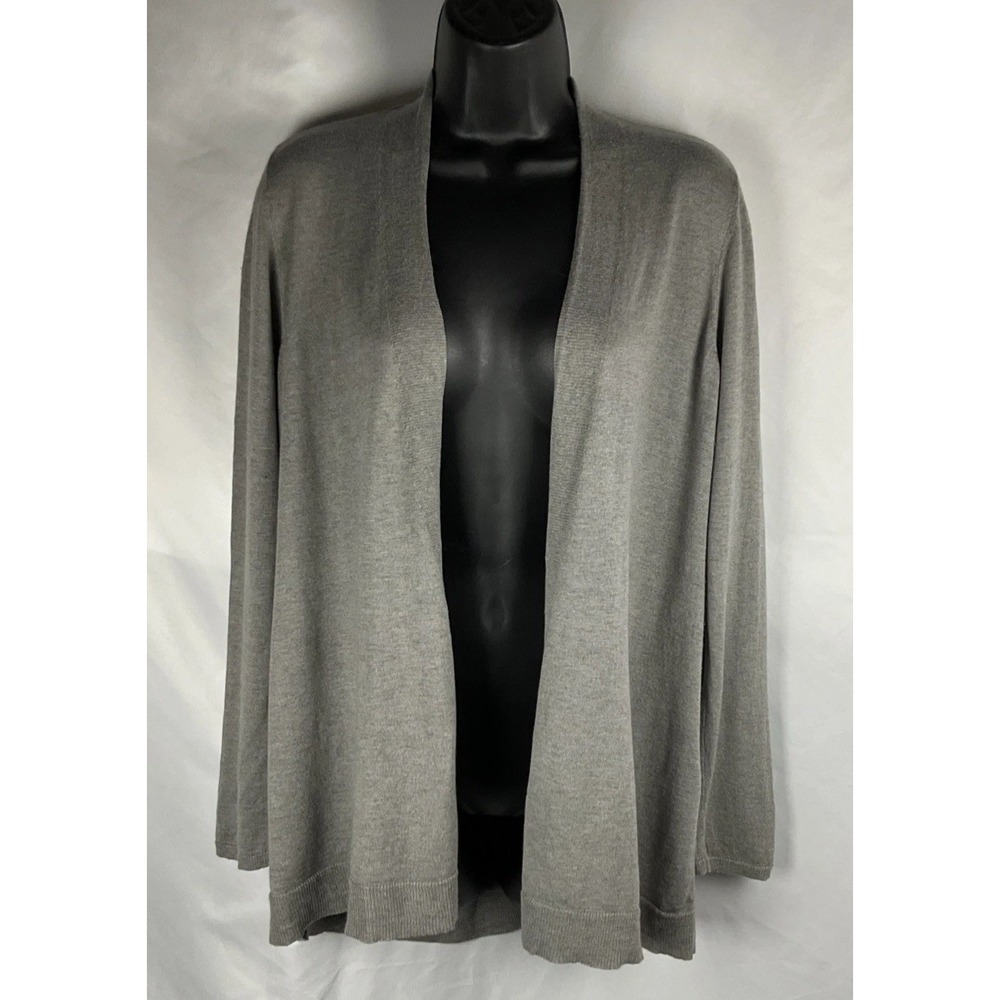 Eileen Fisher Petite Size PS Open Front Gray Lyocell Silk Cotton Cardigan